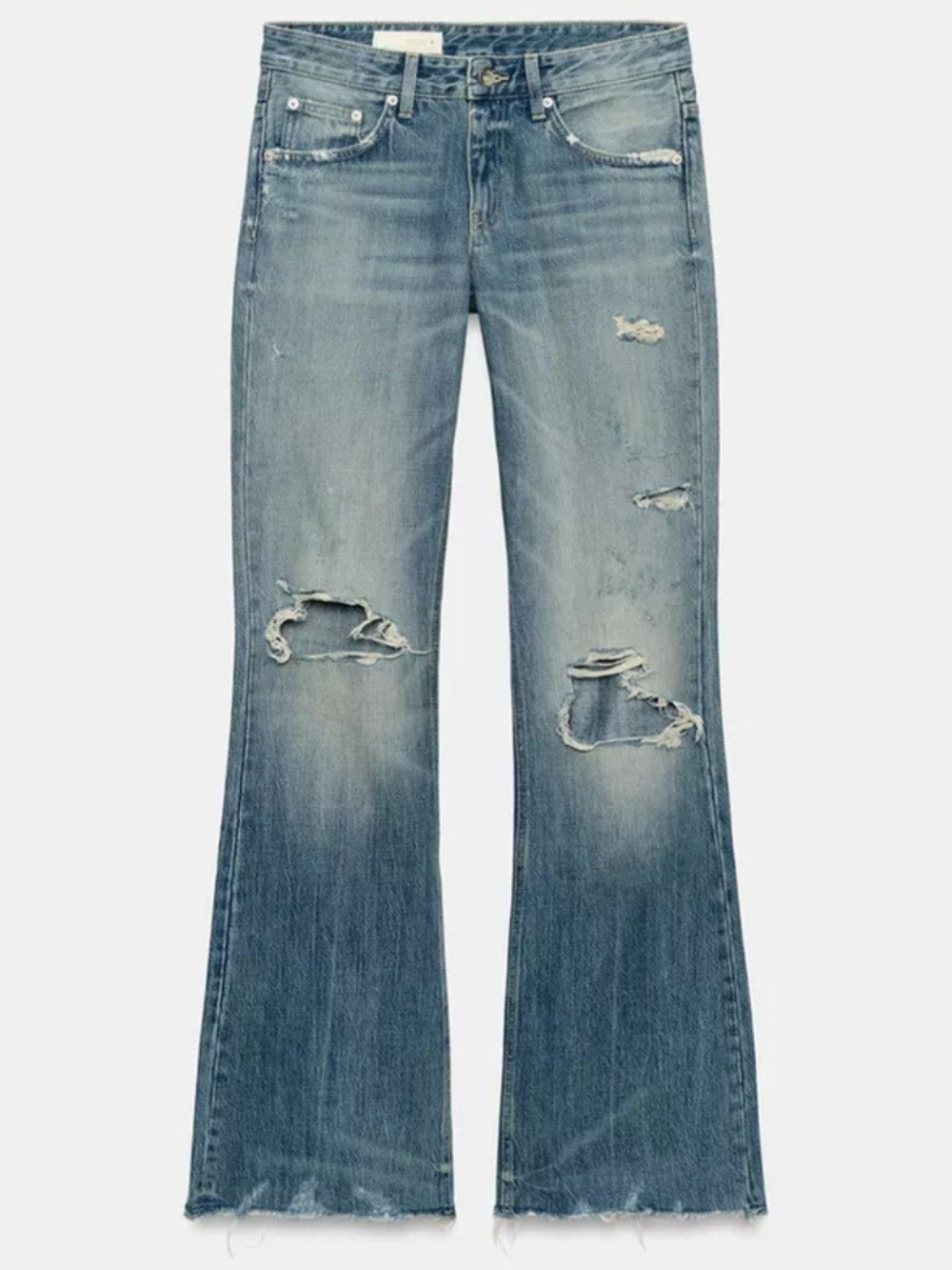Zara MID-RISE - FLARE - RIPPED JEANS